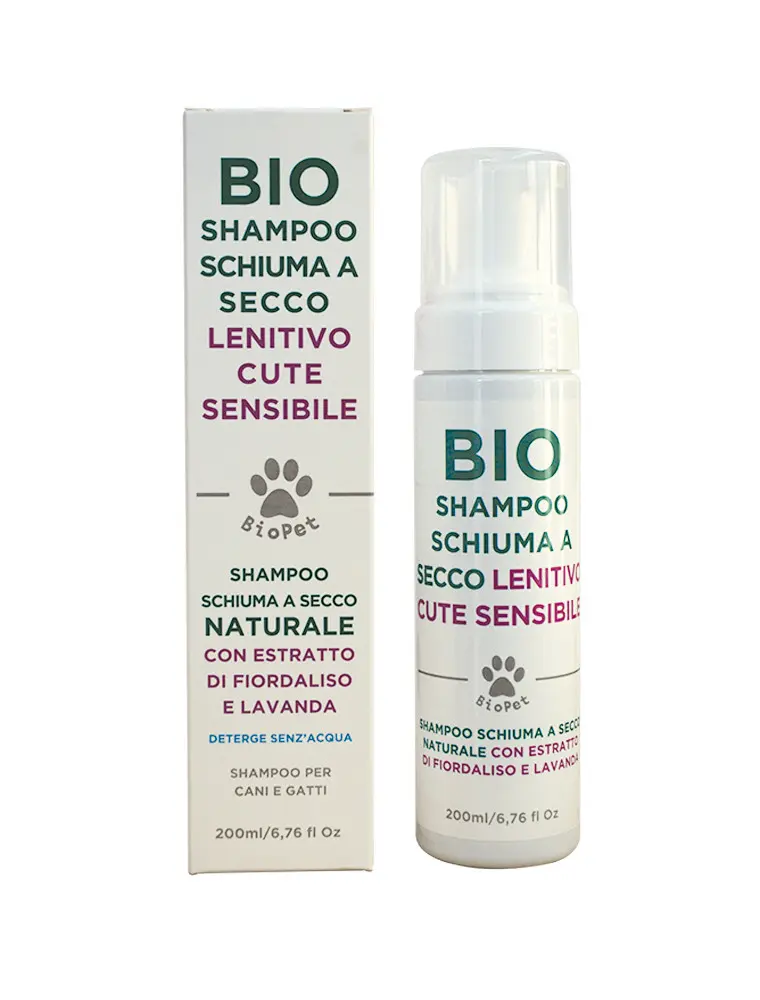 Bio Schiuma a Secco Lenitiva per Cute Sensibile Animali