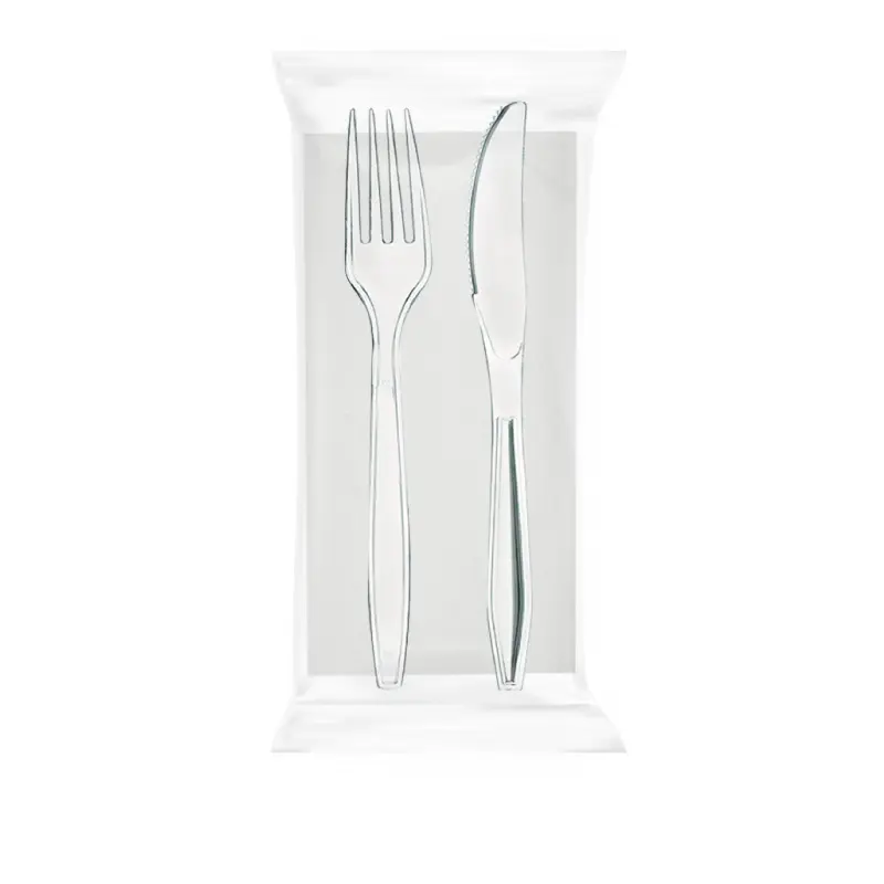 BIS LINEA 3 RIUTILIZZABILE TRASPARENTE + TOVAGLIOLO+ POSATE 500PZ