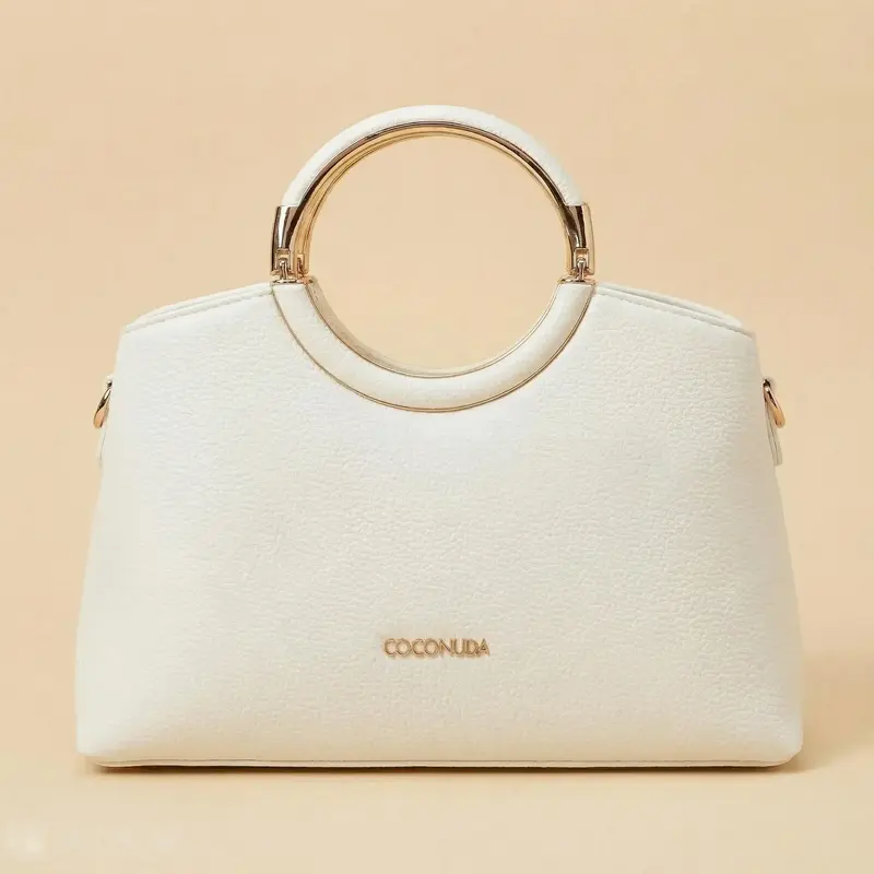 Borsa a Mano COCONUDA Bianca con Manici in Metallo Dorato