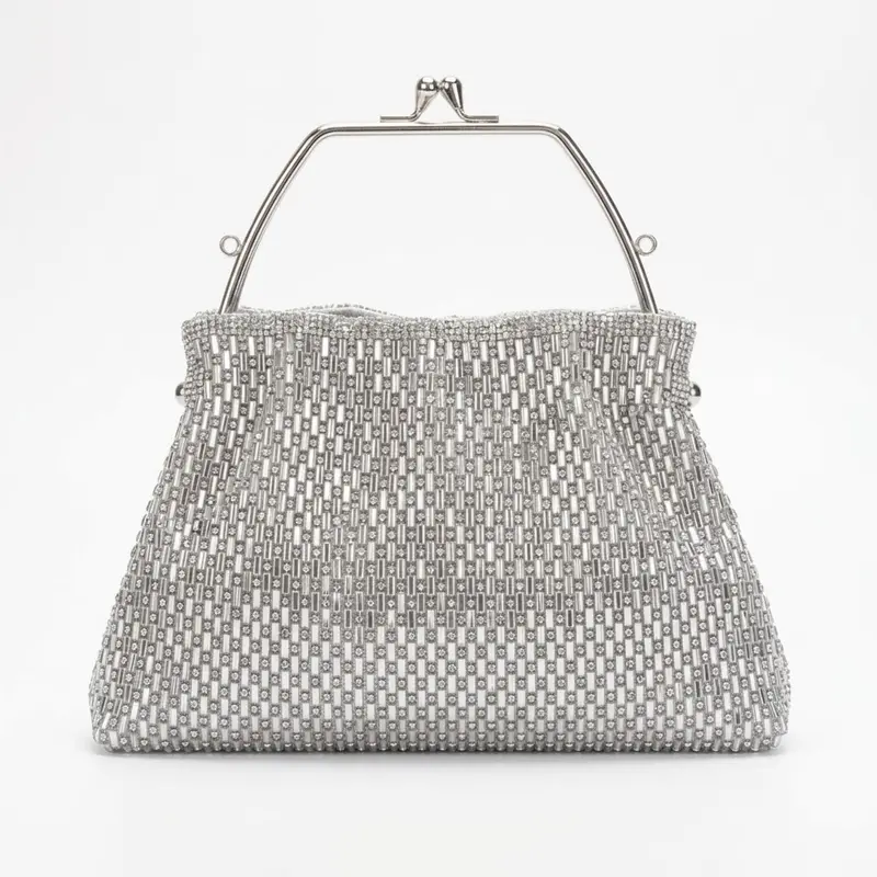 Borsa da Sera con Perline e Manico in Metallo Michelle Moon