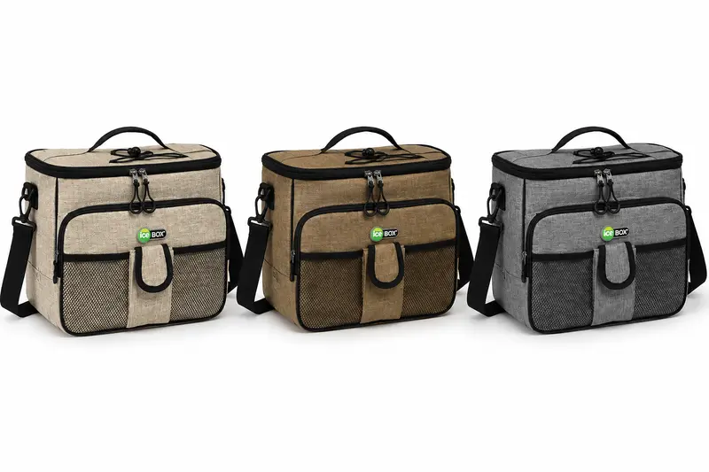 Borsa Frigo Termica ICE BOX con Tracolla Regolabile – Borsa Termica Isolante per Pranzo, Picnic, Mare, Campeggio e Viaggi – Beige, Cammello o Grigio