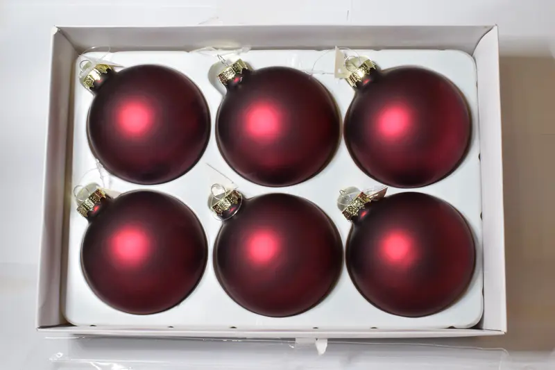 Box da 6 Decoro per Albero di Natale Pallina diam. 8 cm in vetro soffiato Color BORDEAUX OPACO 4,5€ cad