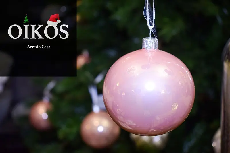 Box da 6 Decoro per Albero di Natale Pallina diam. 8 cm in vetro soffiato Color Cipria Made in EU 3,5€ cad.