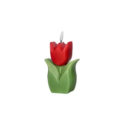Brandani Candela LED Tulipano 15cm in Paraffina colore rosso
