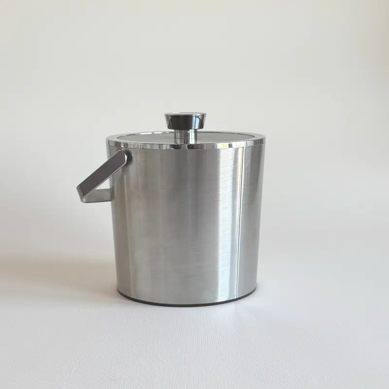 Brushed Steel Ice Bucket | Lucite Lid · Glacette Inset