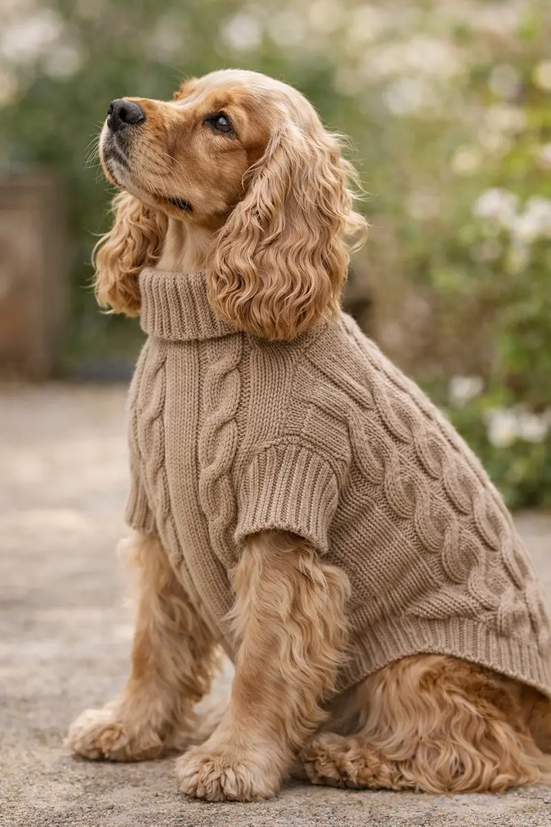 Cable Knit Dog Sweater – 100% Wool