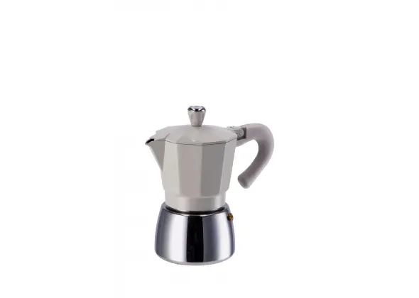 caffettiera in alluminio per piano a induzione 6 tazze color tortora