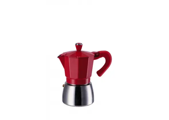 caffettiera in alluminio per piano a induzione 6 tazze colore rosso