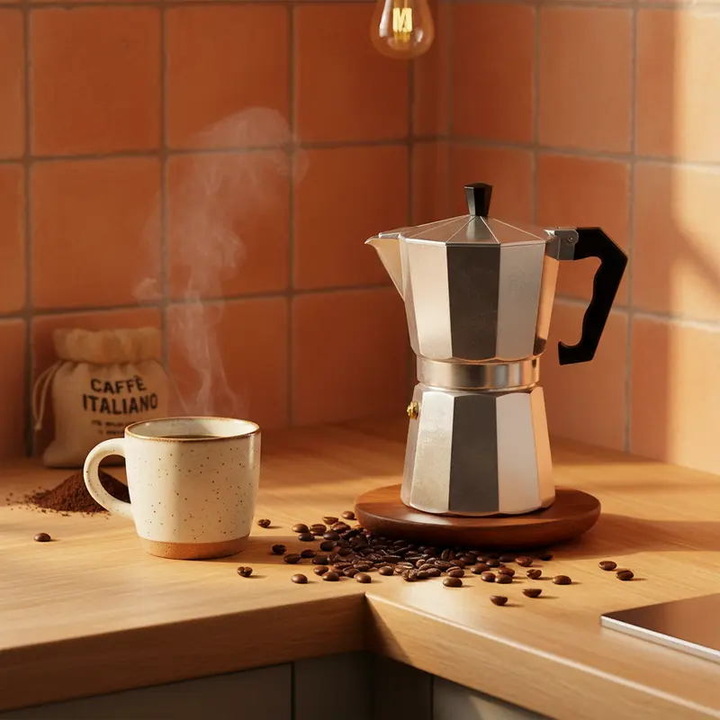 Caffettiera Polo in Alluminio Moka 1/2-1-2-3-6-9-12 Tazze – Tradizionale No Induzione