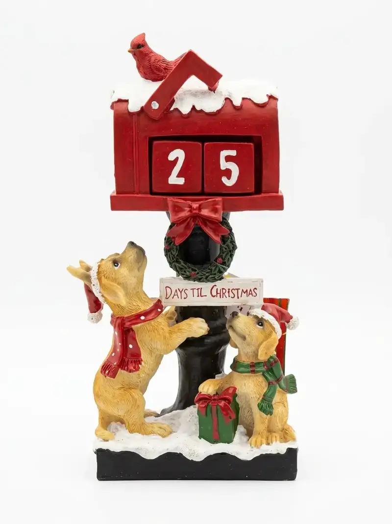 Calendario perpetuo con cani in resina