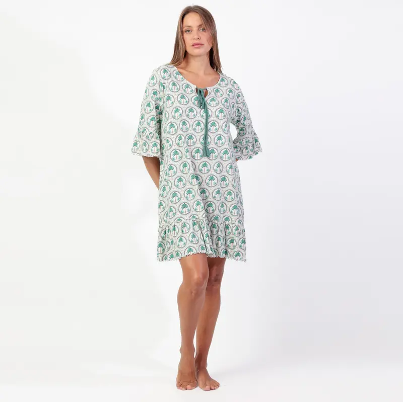 Camicia/Copricostume mezza manica con rouche - 61484-0