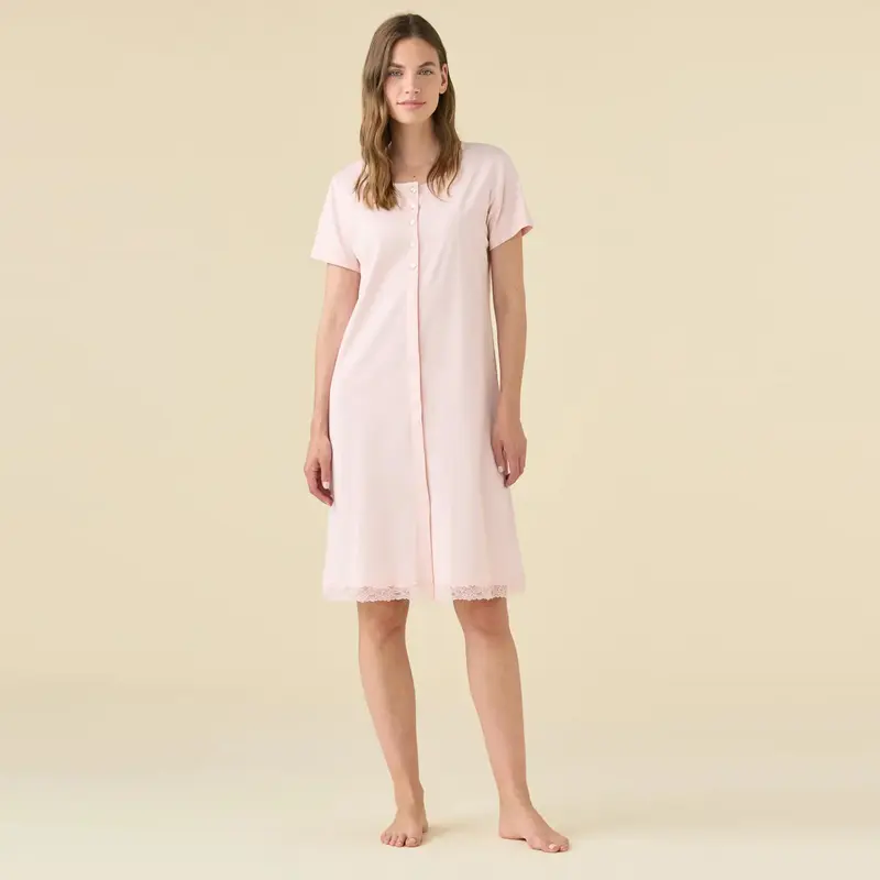 Camicia da notte donna estiva taglie forti in 100% cotone - LA3566AB