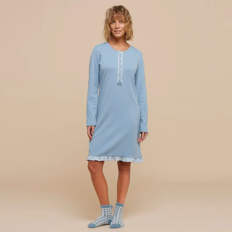 Camicia da notte plus Noidìnotte serafino caldo cotone vichy - LA2937AB