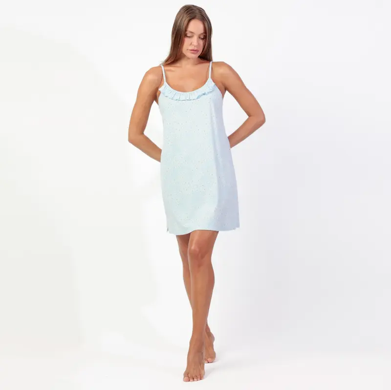 Camicia da notte spalla stretta con rouche - 61507-0