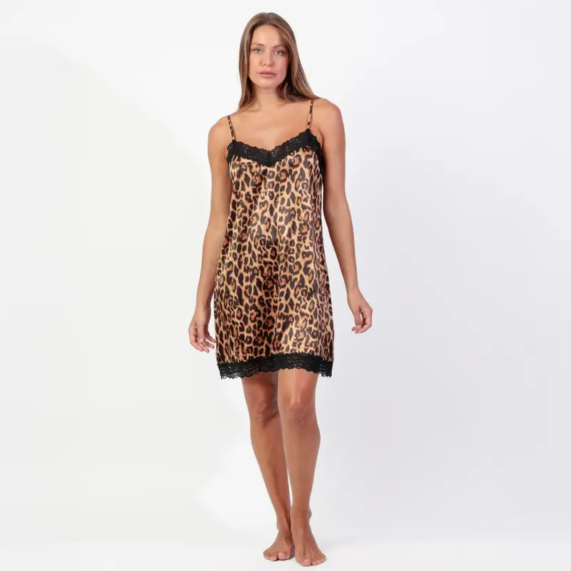 Camicia in raso maculata spalla stretta - 61483-0