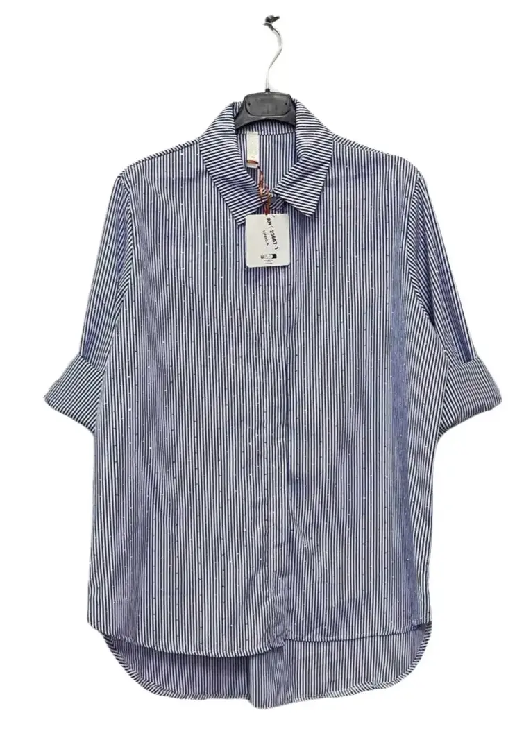 Camicia lunga a righe a rombi