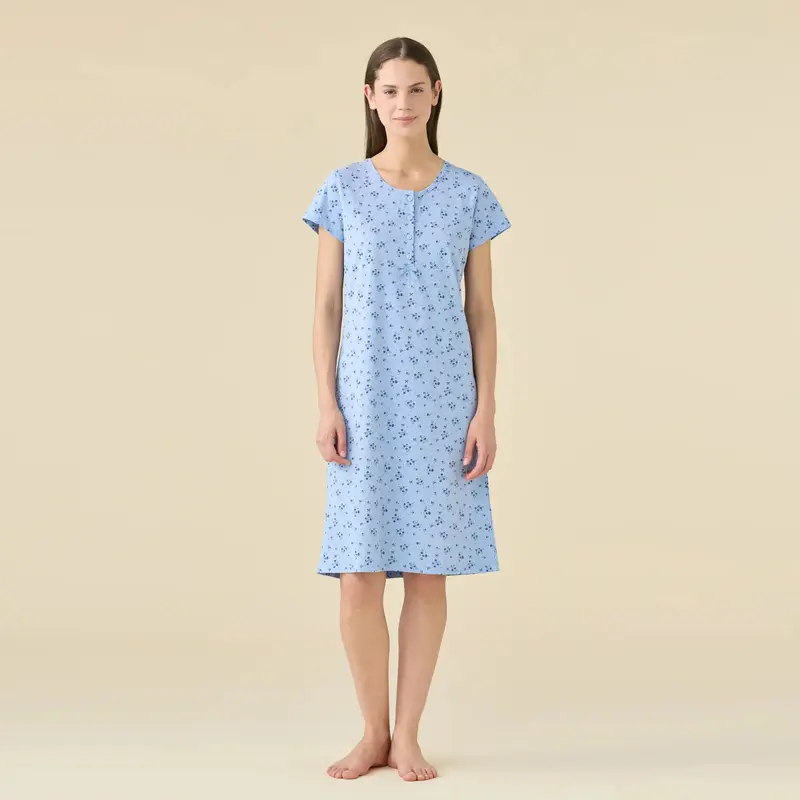 Camicia mezza manica serafino in cotone - LA3471AB