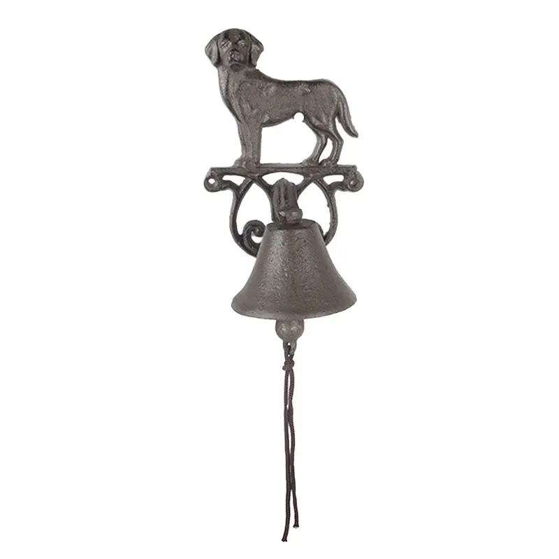 Campanello antico Cane 14x14x24 cm Marrone Metallo