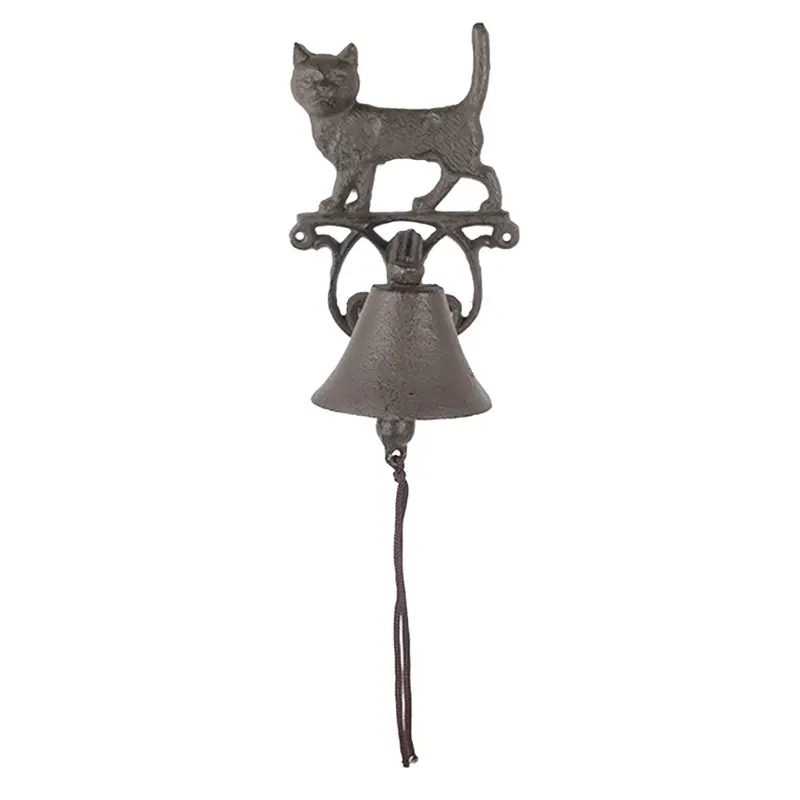 Campanello antico Gatto 14x14x24 cm Marrone Metallo