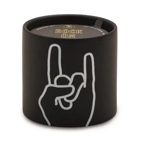 CANDELA IN CERAMICA NERA IMPRESSIONS 163G - ROCK ON - PELLE + MUSCHIO DI QUERCIA