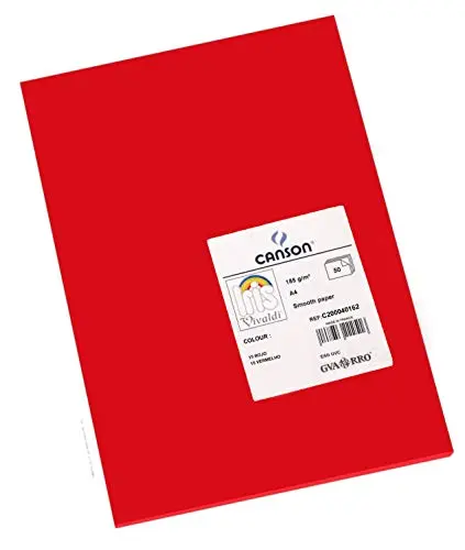 CANSON A4 SMOOTH PAPER 185G/M2 ROSSO VIVO