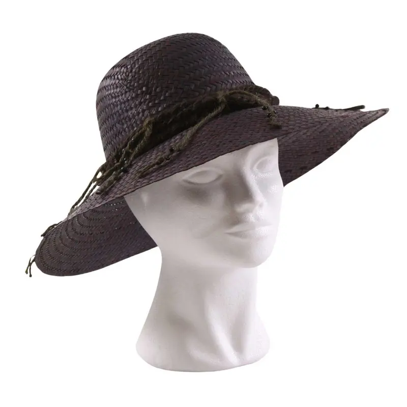CAPPELLO 100% PAGLIA NATURALE COL.NERO/FASCIA VIS