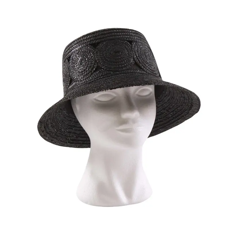 CAPPELLO NERO 100% PAGLIA NATURALE TAGLIA REGOLABILE