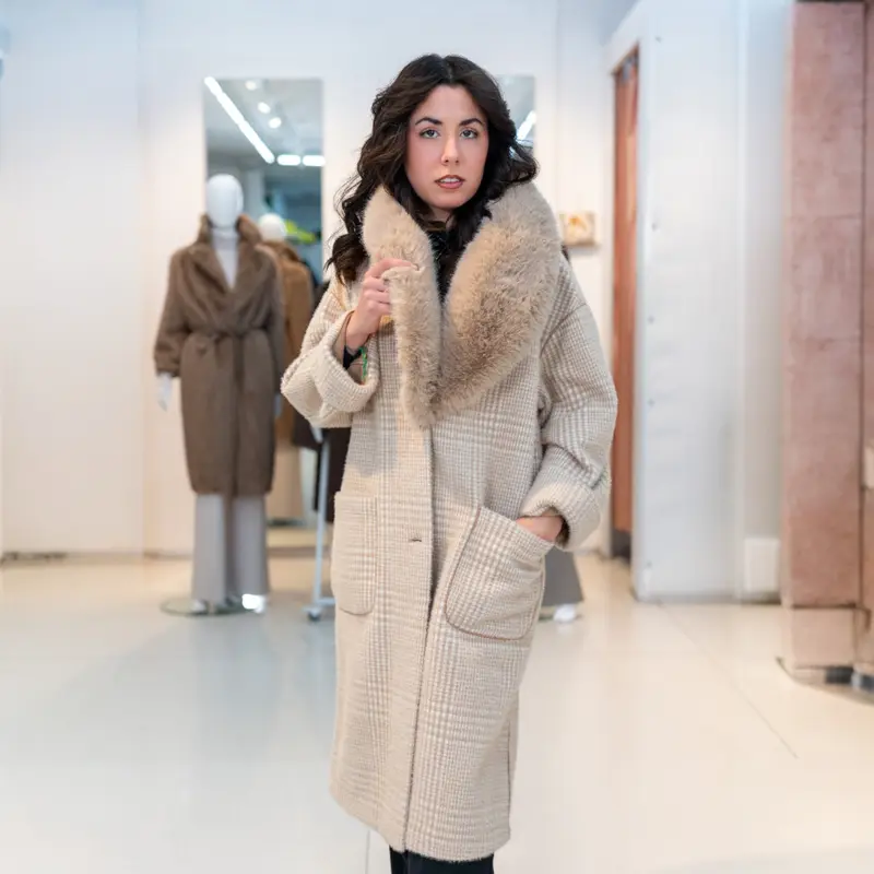 Cappotto lungo double-face Beige