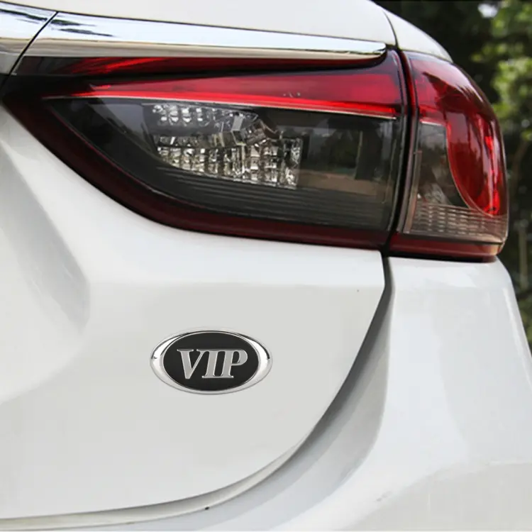 Car Oval Style VIP Metal Personalized Decorative Stickers, Size
