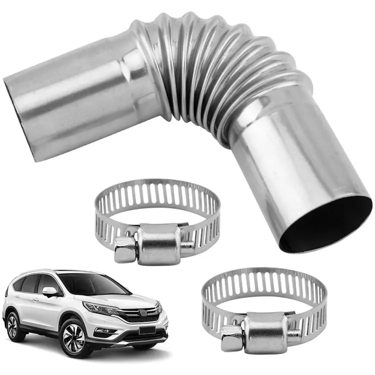 Car Parking Heater 13cm Elbow Stainless Steel Threaded Exhaust Tube Connector(Silver)