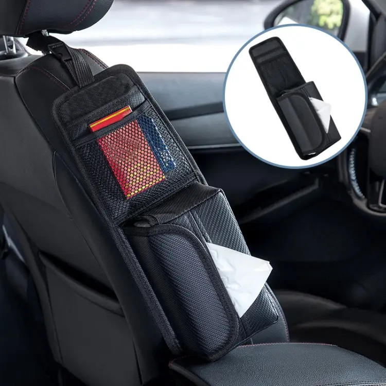 Car Seat Side Storage Hanging Bag Tissue Box, Model
