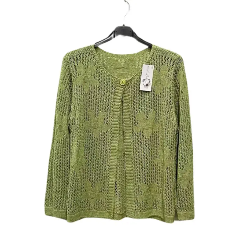 Cardigan in Maglia Leggera con Motivo a Trafori