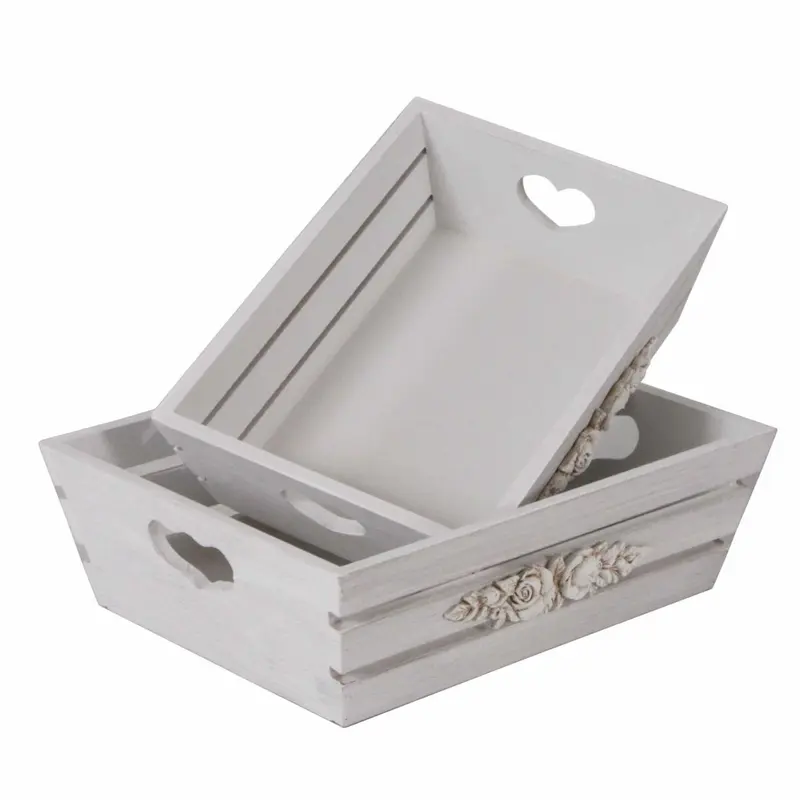 Cassetta con decorazione 33X25H10 in set di 2