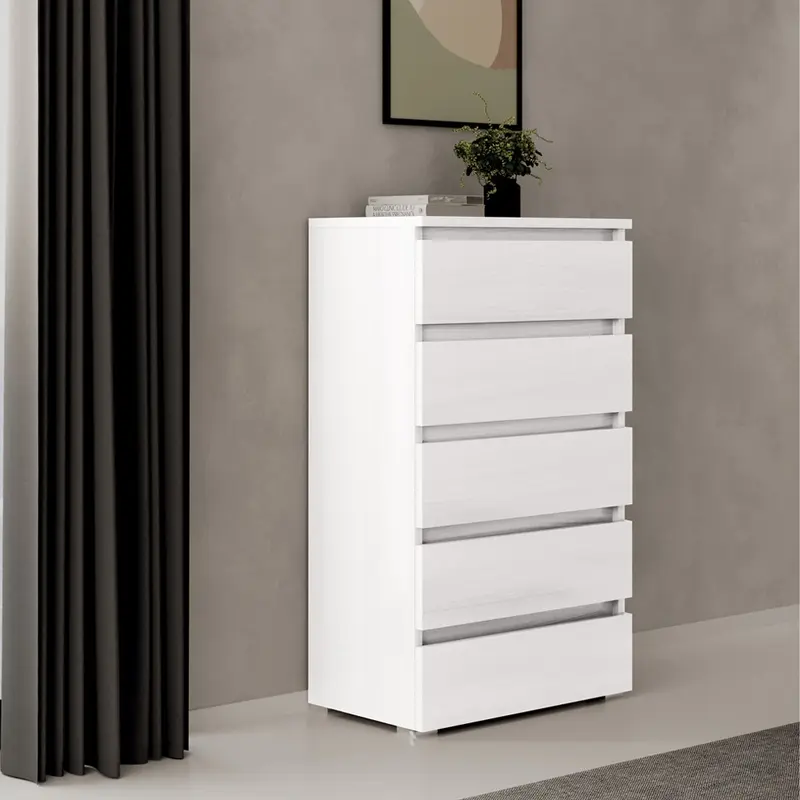 Cassettiera bianco frassinato 5 cassetti 75x40x127H