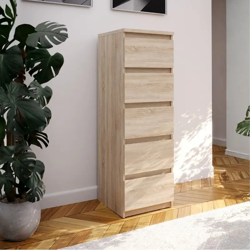 Cassettiera Morgan 5 cassetti 41.8 x 42.2 x H 128 cm. colore rovere