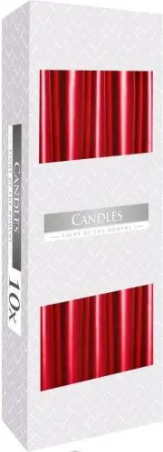 CAU CANDELE CONICHE LACCATE ROSSE METAL CONFEZIONE 10PZ
