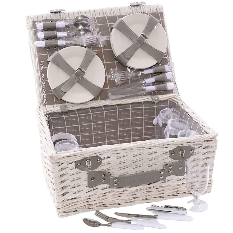 Cesto da picnic in vimini sbiancato 46X33H21
