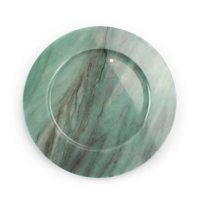Charger plate in semi-precious green quartzite