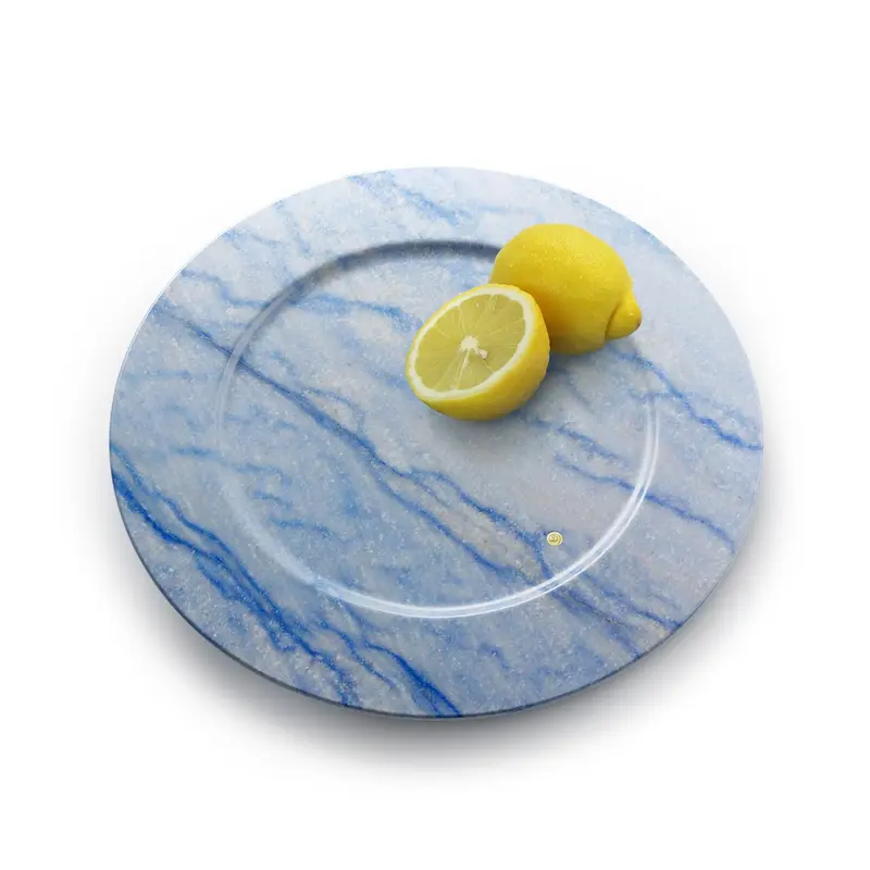 Charger plate in semi-precious quartzite Azul Macaubas