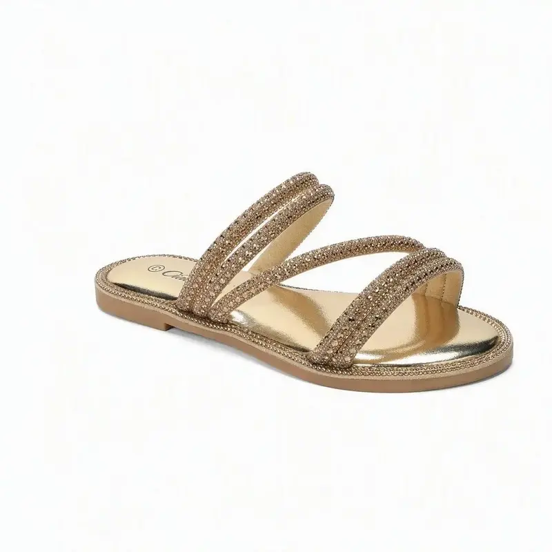 Ciabatte Slide con Listini Multipli e Strass