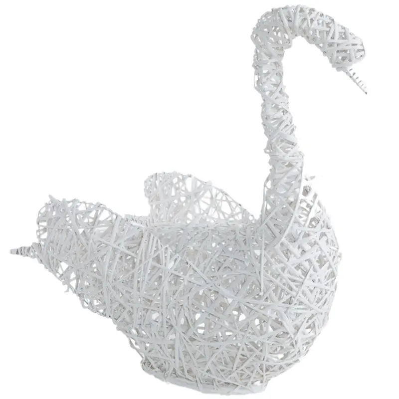 Cigno in vimini bianco 80X35H83