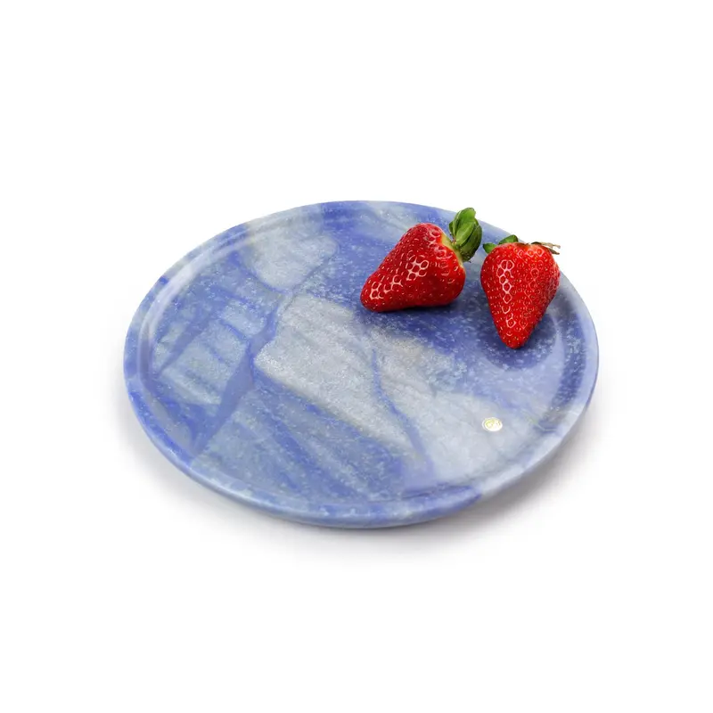 Circular presentation plate in Azul Macaubas