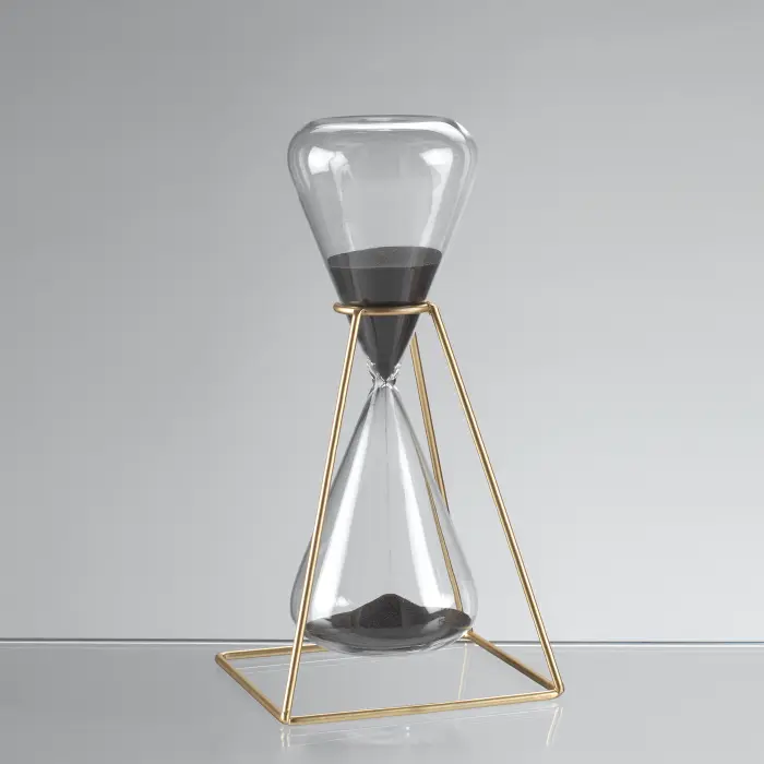Clessidra in Vetro con Piedistallo in Ferro – Colore Sabbia grigio scuro – 30 Minuti Dimensioni