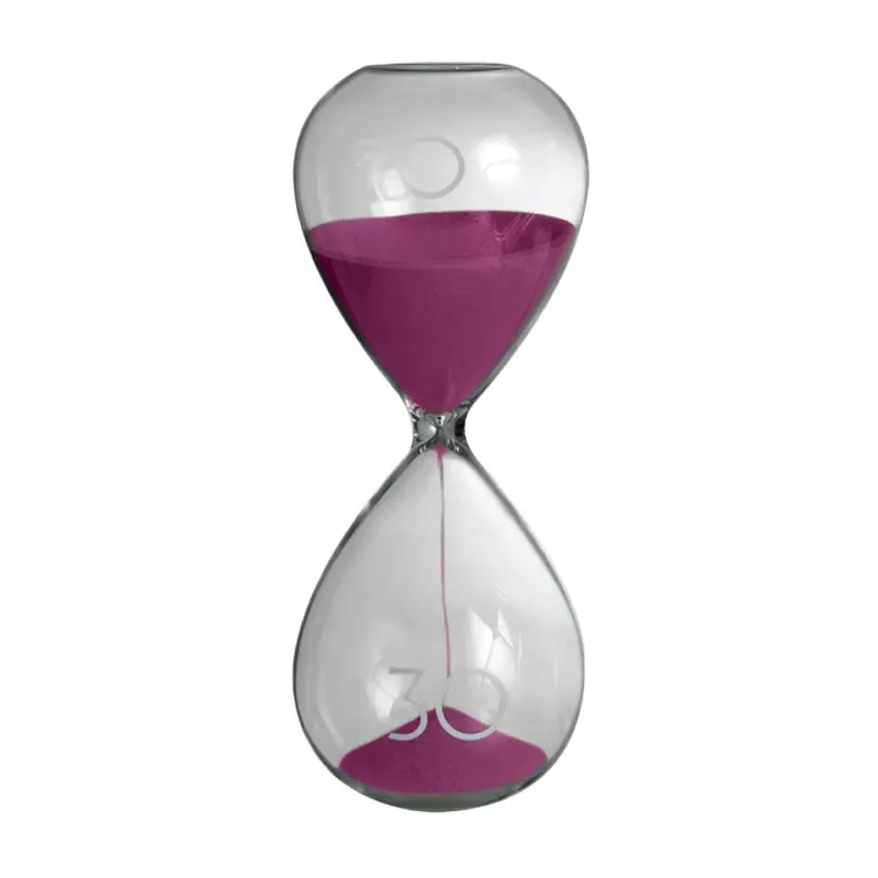 Clessidra in Vetro con Sabbia fucsia – Eleganza e Funzionalità altezza 19 cm durata 30 minuti circa