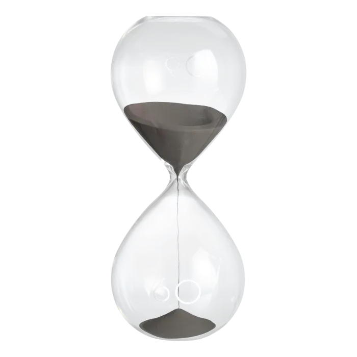Clessidra in Vetro da 30 Minuti circa – Design Elegante con Sabbia Grigia altezza 30 cm