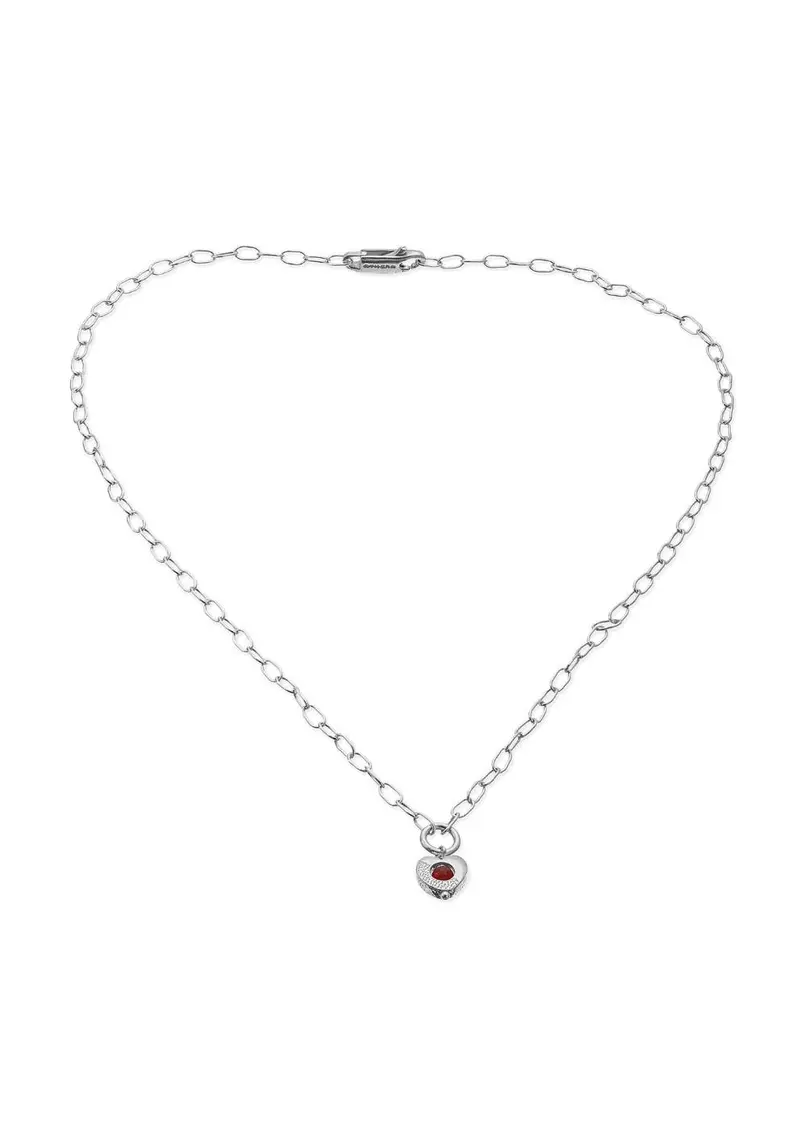 Collana in Argento Naturale con Pendente a Cuore Lavorato a Mano