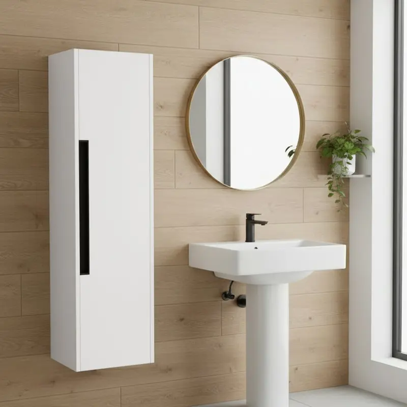 Colonna bagno sospesa Modular 1 anta 120x30x35 cm colore bianco opaco e grigio opaco