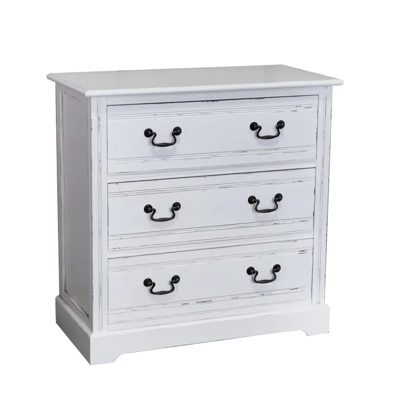 Comò bianco in legno di pino ed mdf Alice 80X40H80