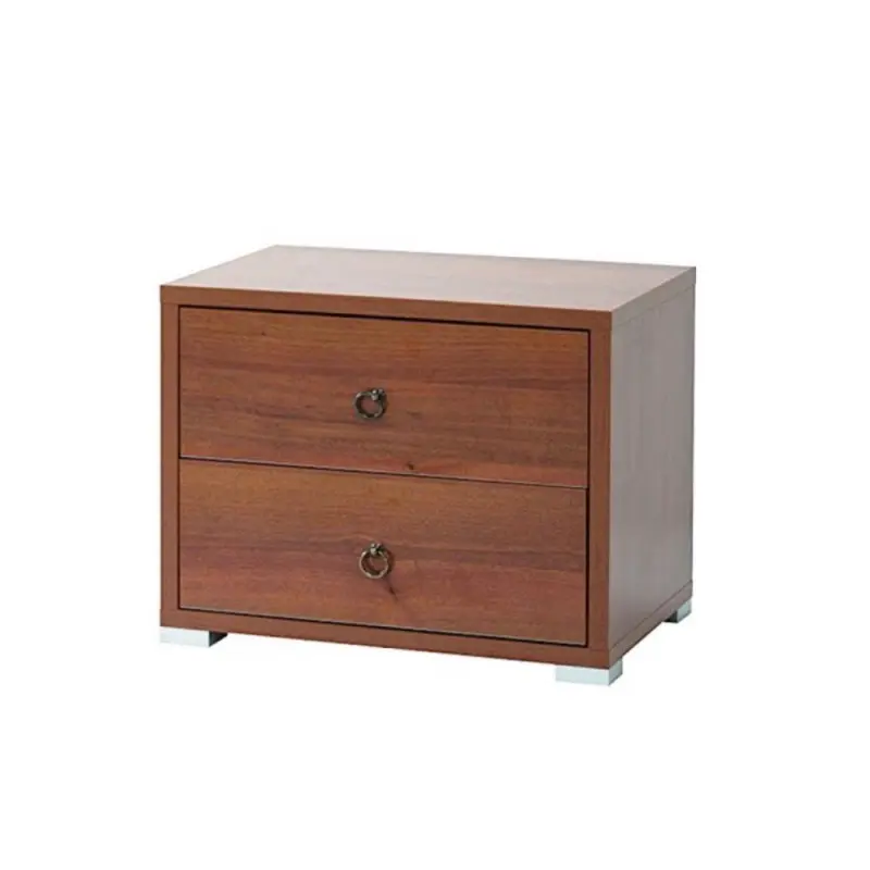 Comodino 2 cassetti 52x36x43H noce antico