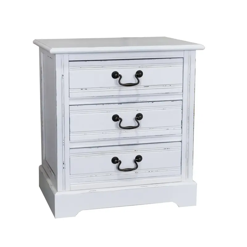Comodino bianco in legno di pino ed mdf Alice 55X40H60